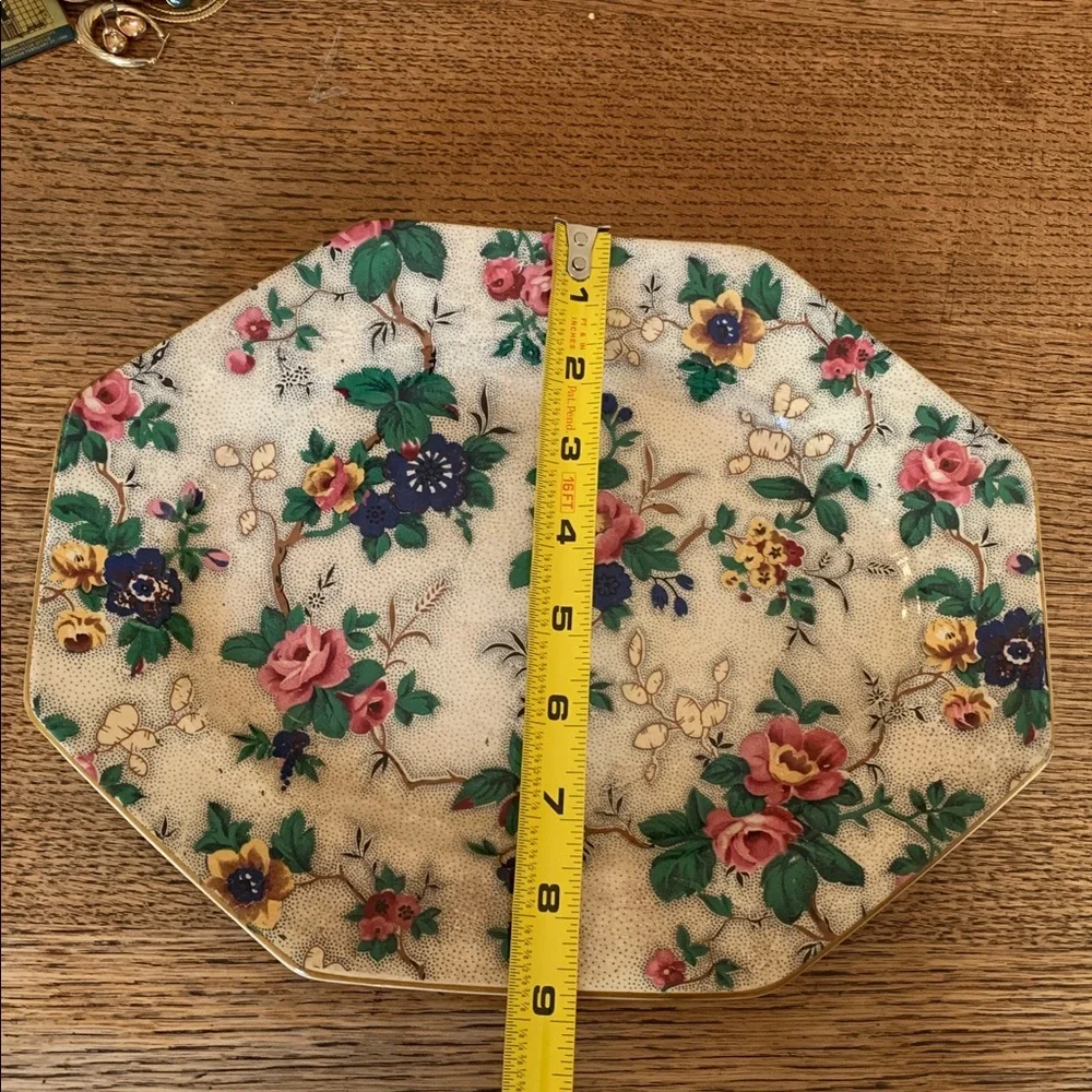 Rare Vintage Royal Ducal gorgeous primrose and roses oblong octagon serving tray - Picture 2 of 8